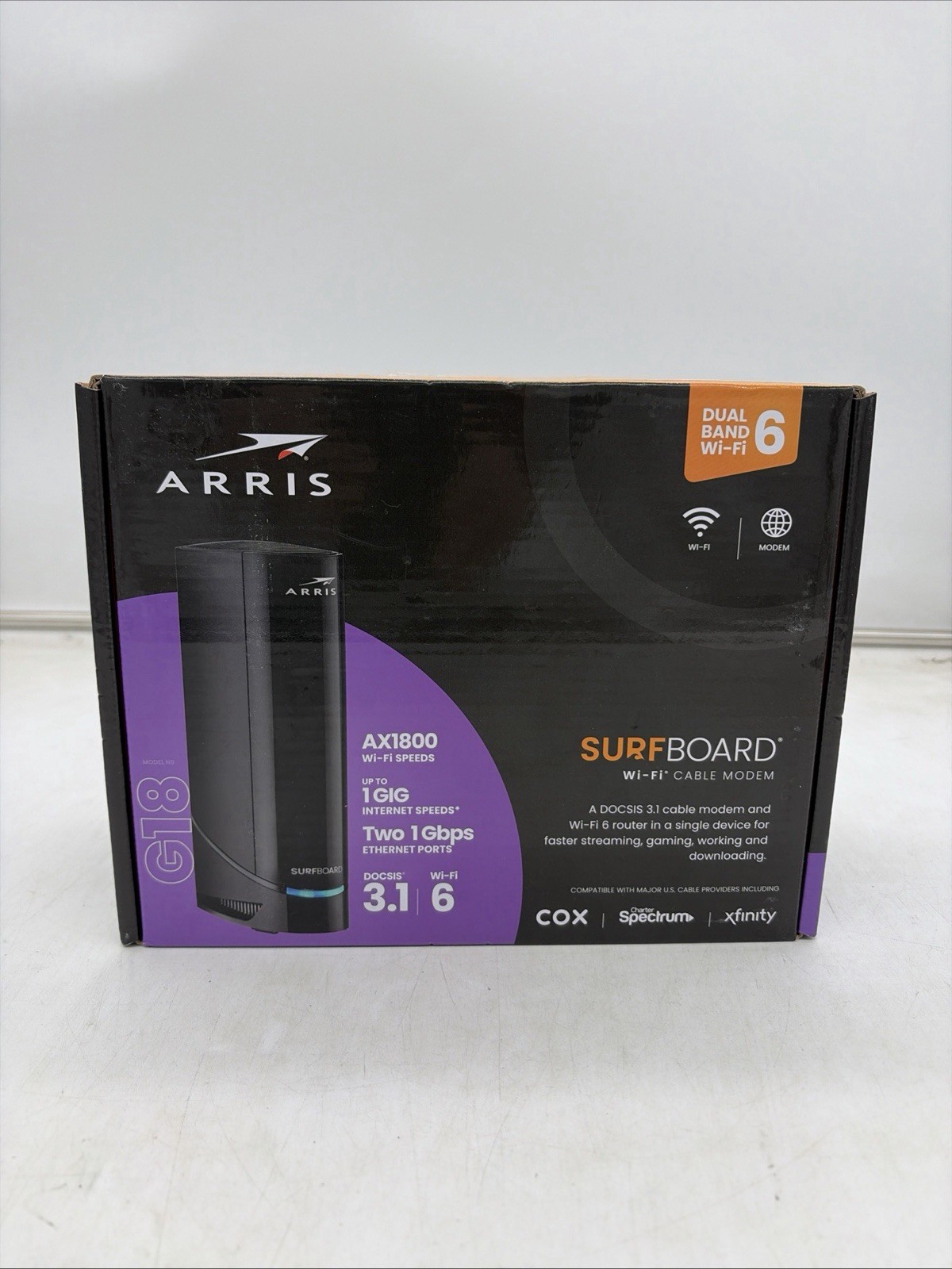 ARRIS (G18) - Cable Modem Router Combo - Fast DOCSIS 3.1 Multi-Gigabit WiFi 6