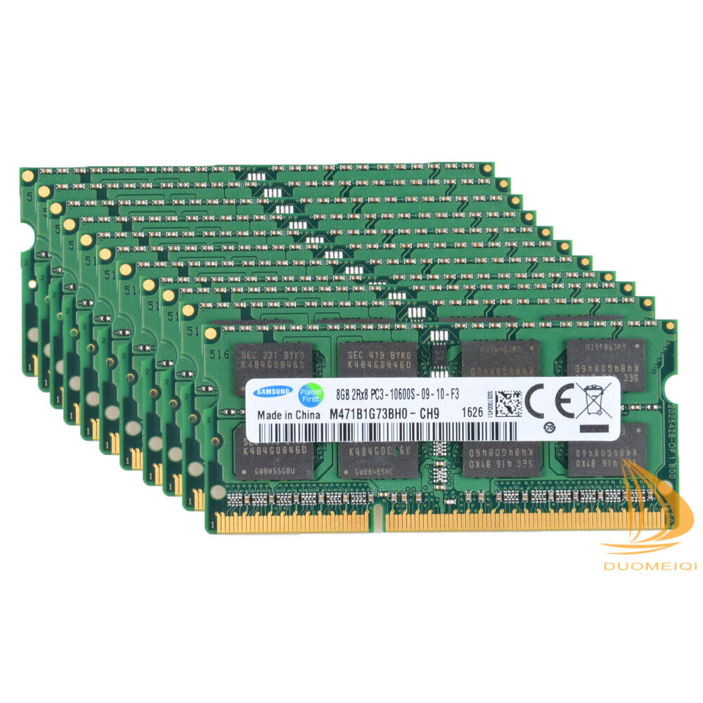 Samsung 80GB RAM 10 X 8GB DDR3 1333MHz PC3-10600S 204PIN SO-DIMM Laptop Memory
