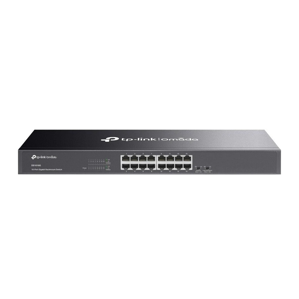 TP-Link DS1016G | Omada 16-Port 1000Mbps Gigabit Unmanaged Rack-Mount Switch