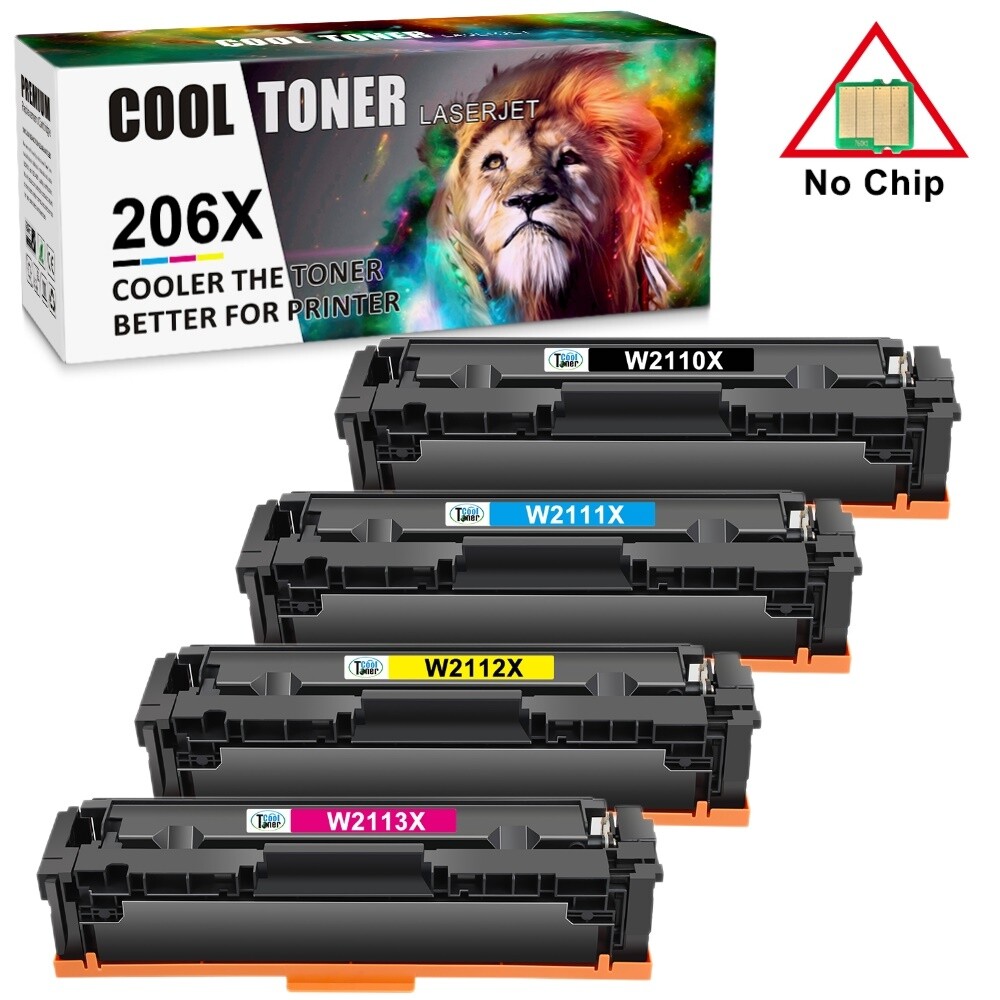4PCS W2110X Compatible For HP 206X Toner Laserjet M283fdw M283cdw M255dw NO CHIP