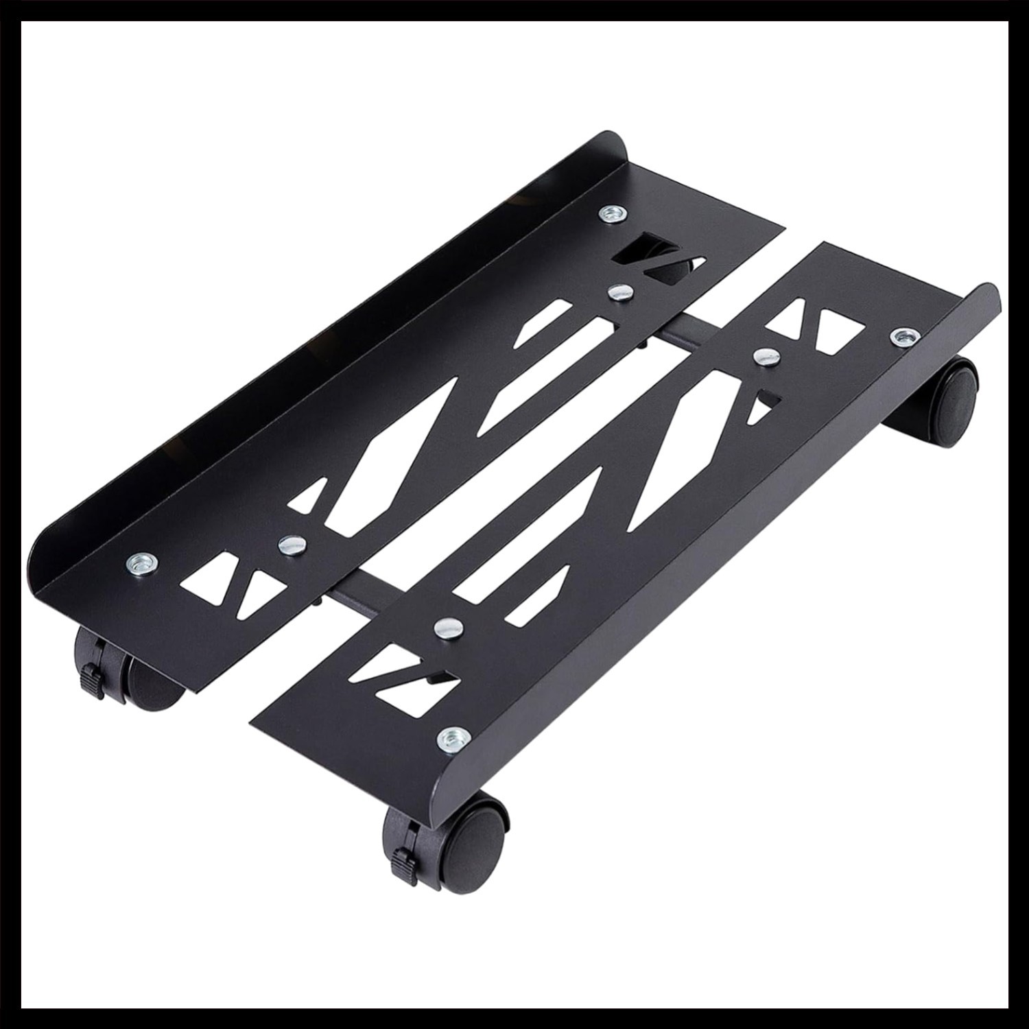 Adjustable Metal Computer Tower Stand with Locking Casters for Office and Gaming