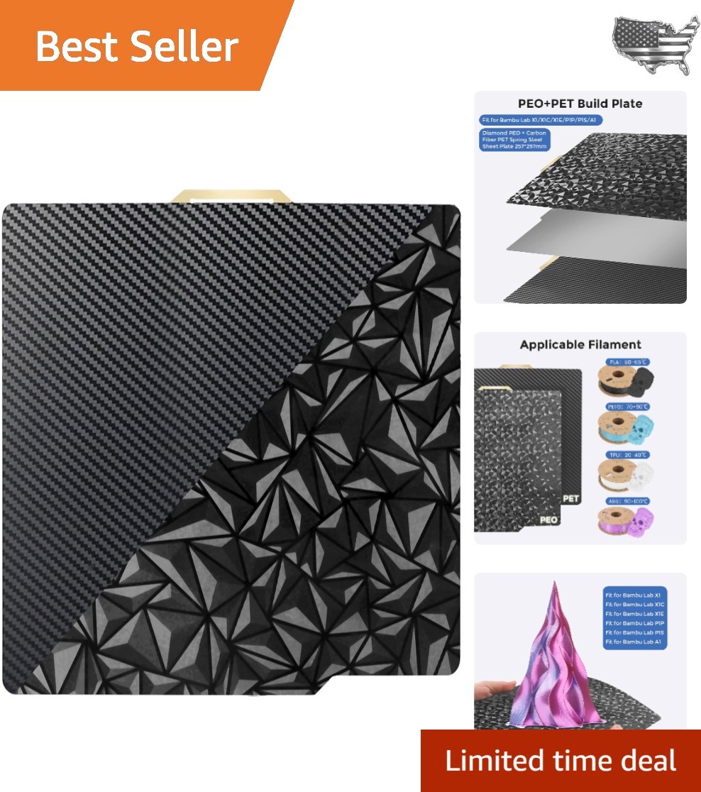 High-Quality Double-Sided PEO PET Build Plate for Bambu Lab X1 Series, 257x257mm