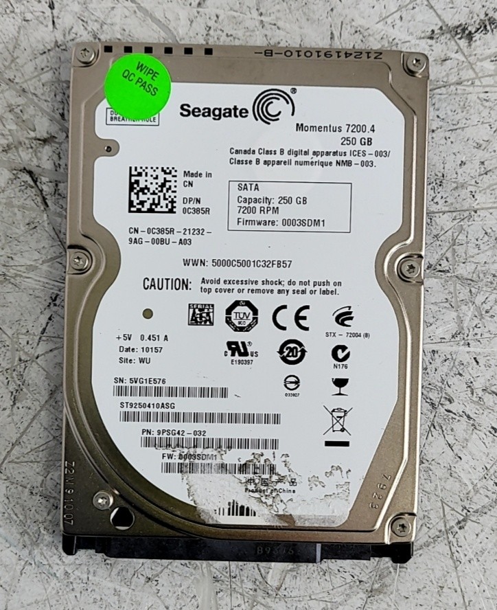 SEAGATE ST9250410ASG 9PSG42-032 Hard Drive 2.5" 250GB SATA