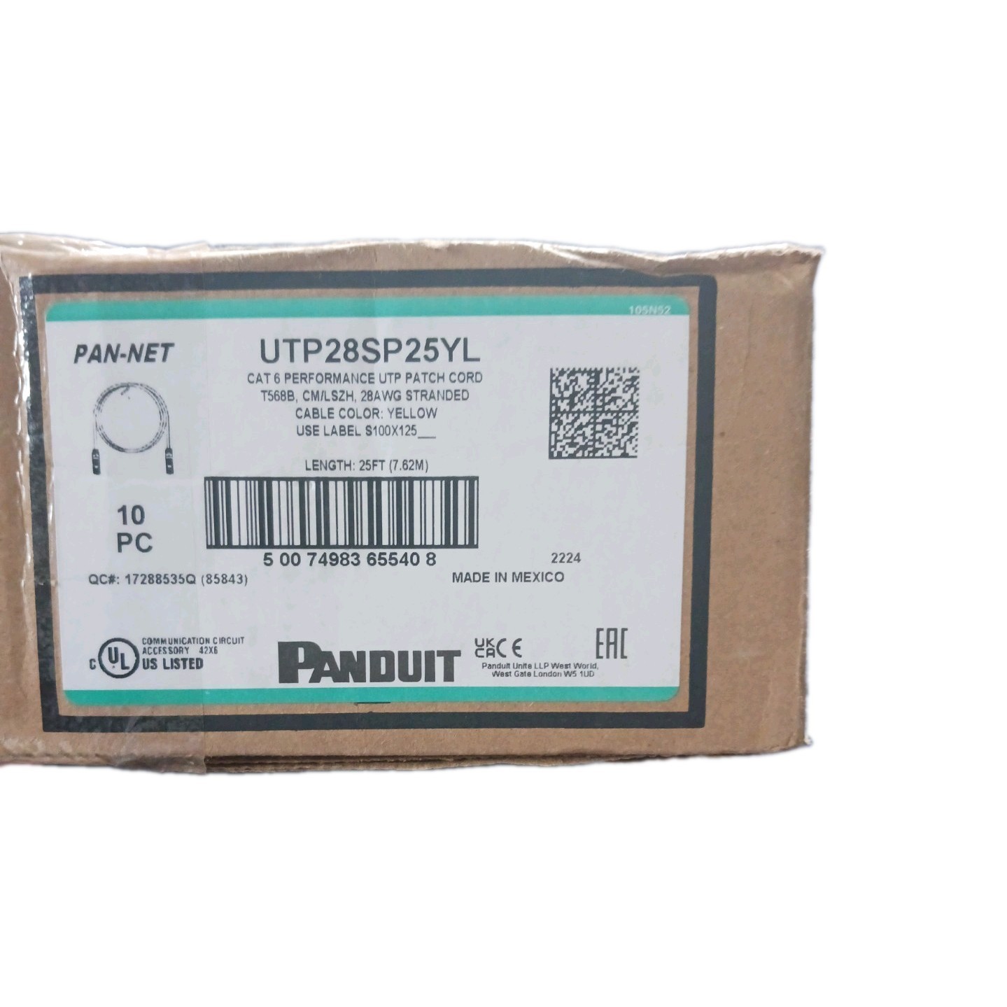 Panduit - UTP28SP25YL - Panduit Cat.6 UTP Patch Network Cable - 25 ft - Yellow -