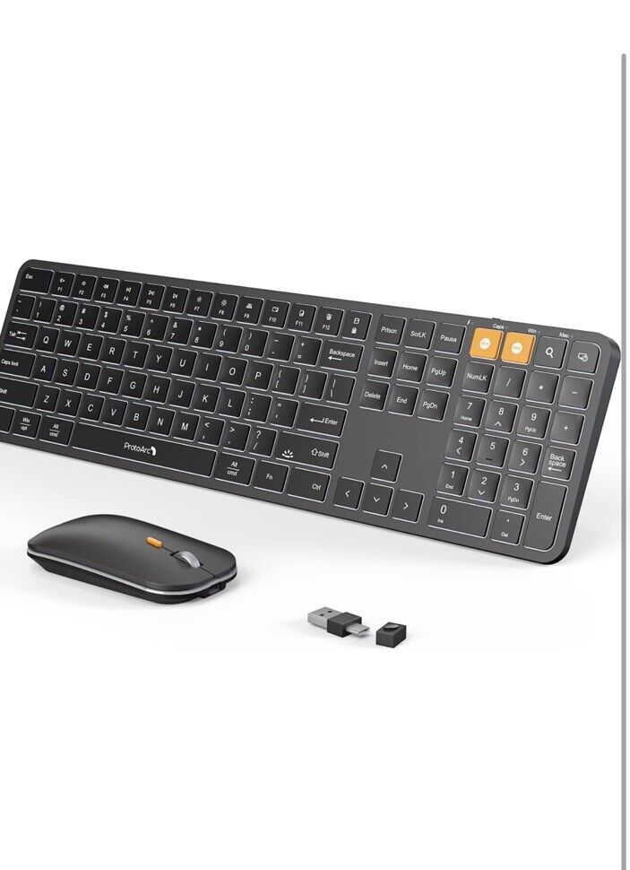 Backlit Wireless Rechargeable Keyboard & Mouse for Mac & Windows- ProtoArc KM100