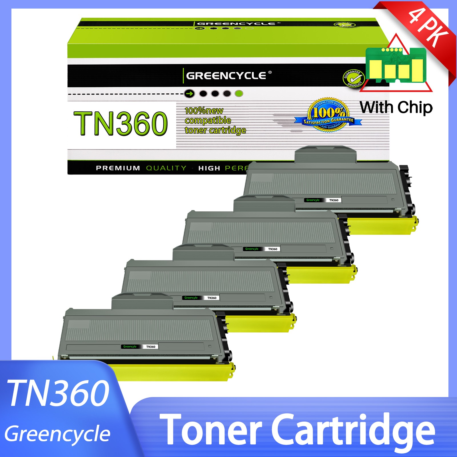 4PK Black TN360 Toner Cartridge For Brother MFC-7345N MFC-7440N MFC-7840W 7320