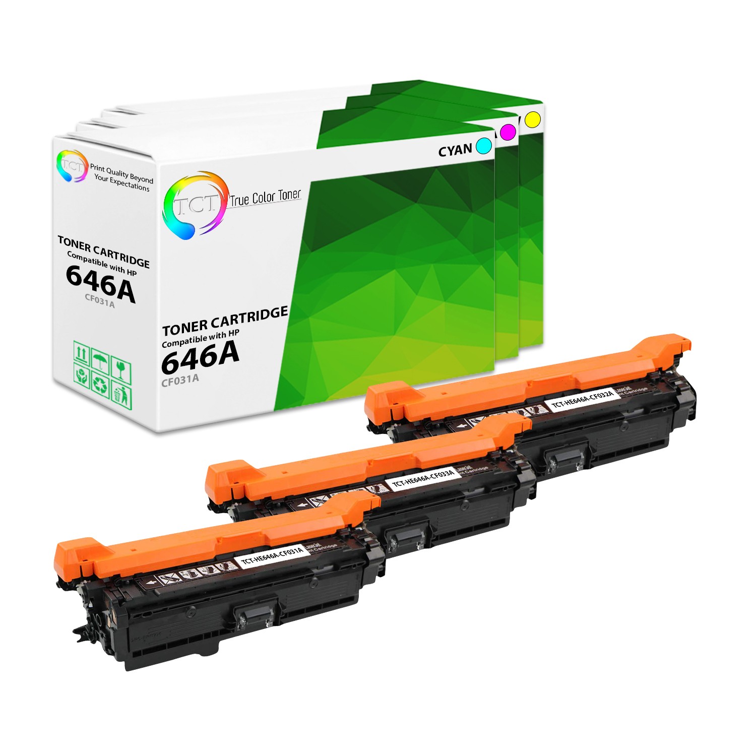 TCT 3PK 646A Toner Set CF031A CF032A CF033A For HP LJ Enterprise CM4540 MFP