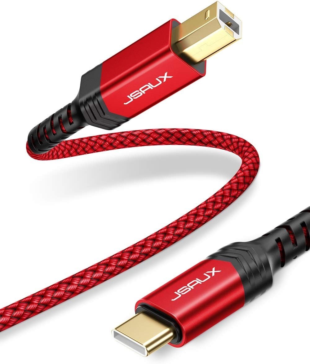 JSAUX USB B to USB C Cable 10ft, USB C Printer Cable Compatible with MacBook Pro