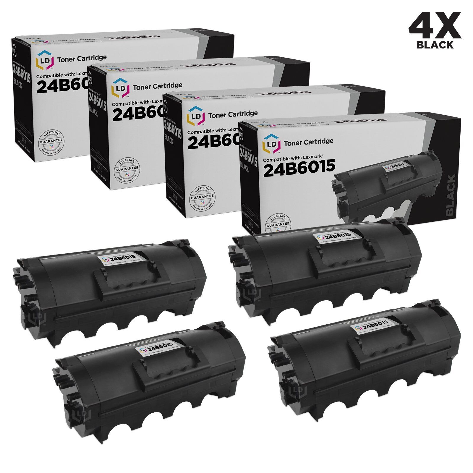 LD Compatible Lexmark 24B6015 Black Toner 4-Pack for M5155, M5163, M5170, XM5163