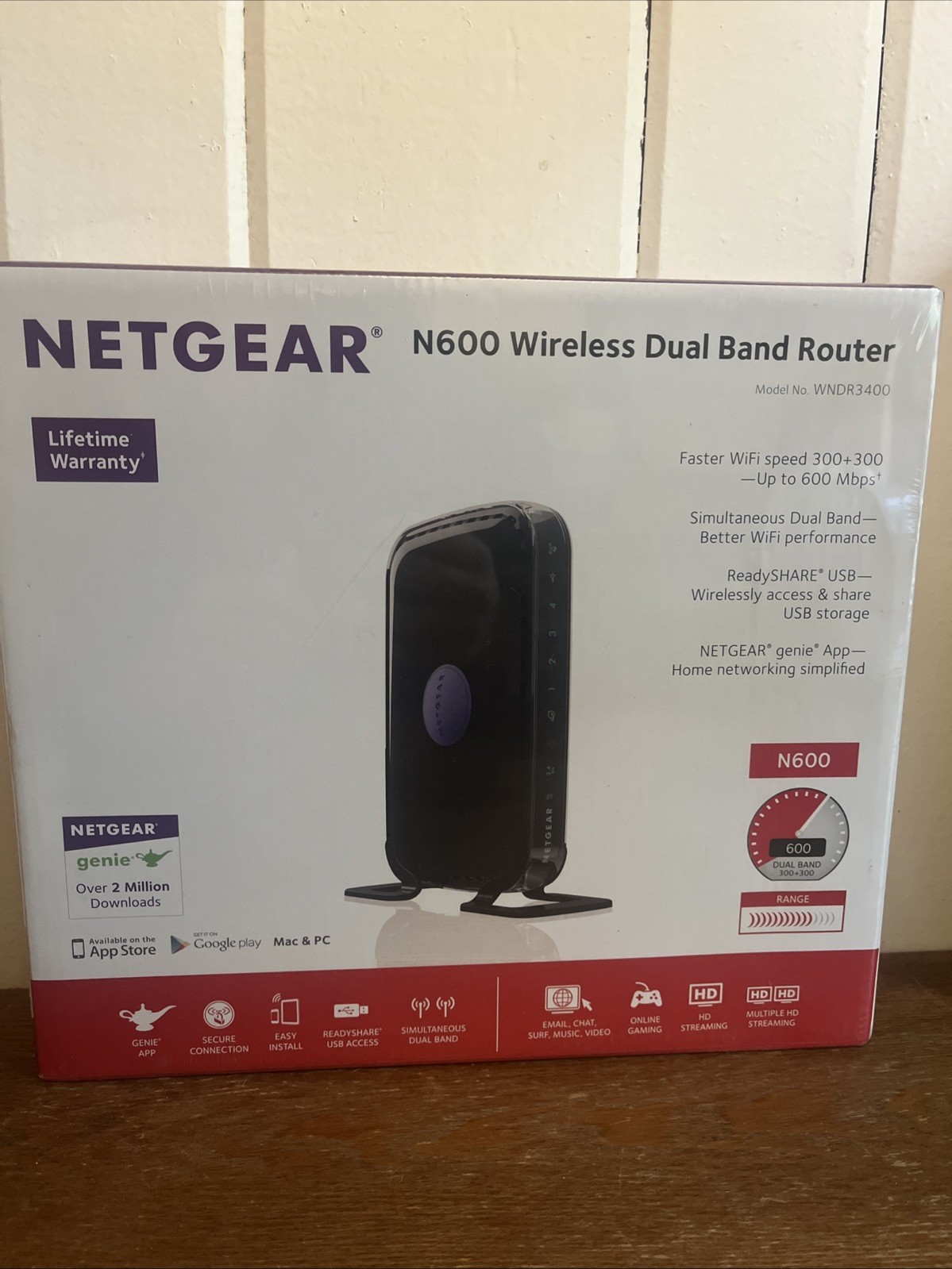 NEW Netgear N600 Wireless Dual Band Router (WNDR3400) Factory Sealed OEM Genuine