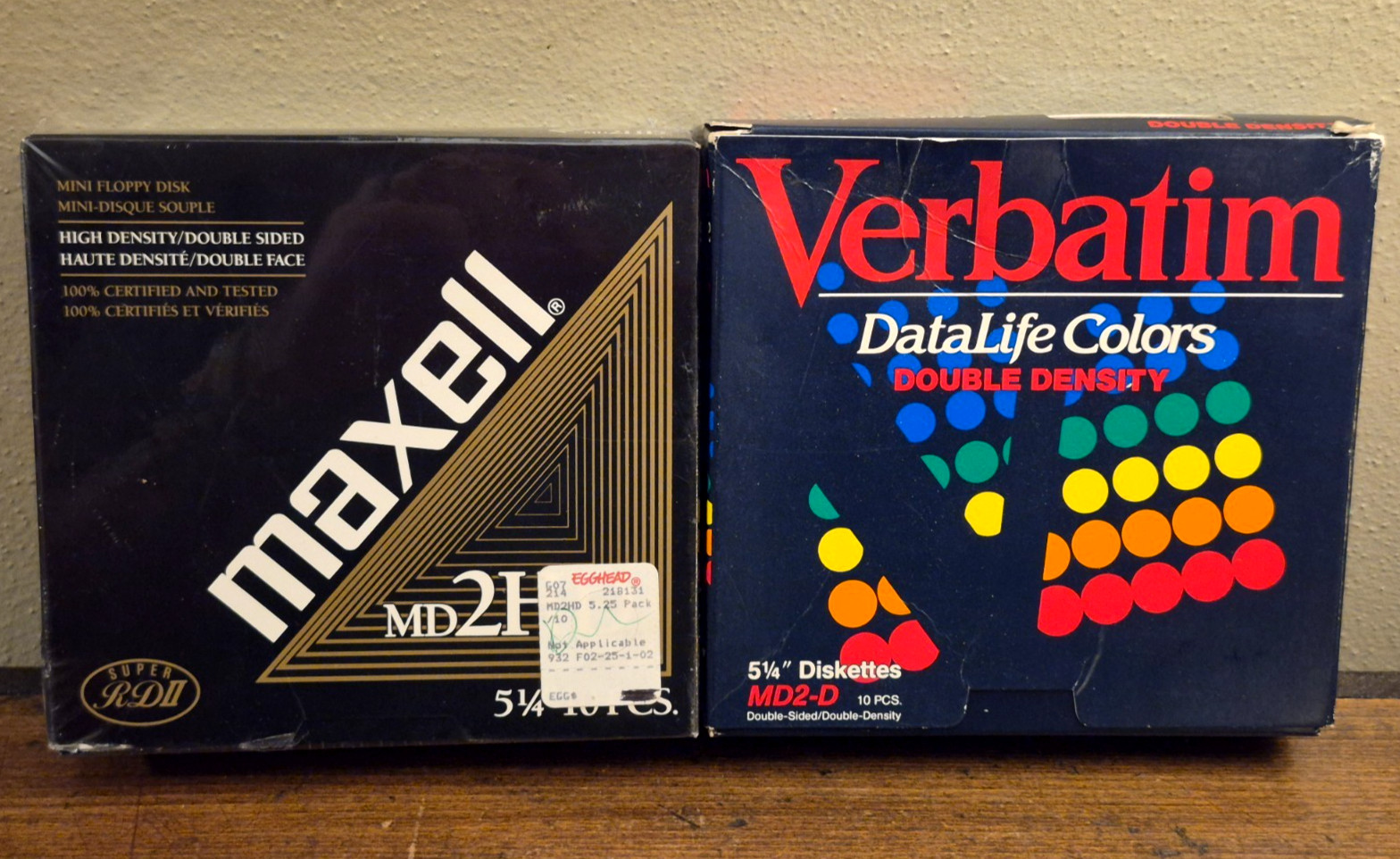 Maxell 5 1/4” MD2-HD 10-Pack Floppy Disks New Sealed + Verbatim DataLife Colors