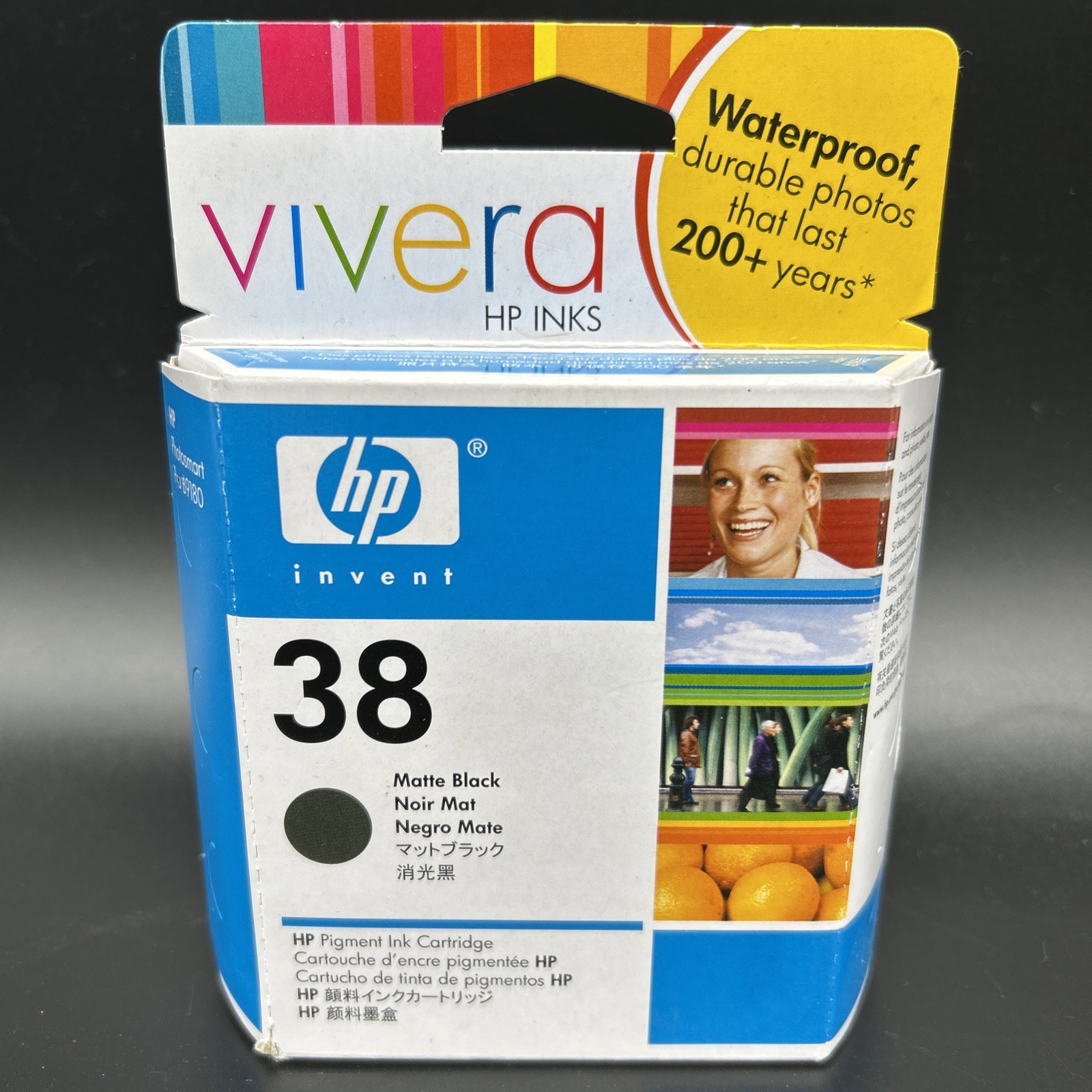 HP 38 Vivera Matte Black C9406A Pigment Ink Cartridge New Sealed