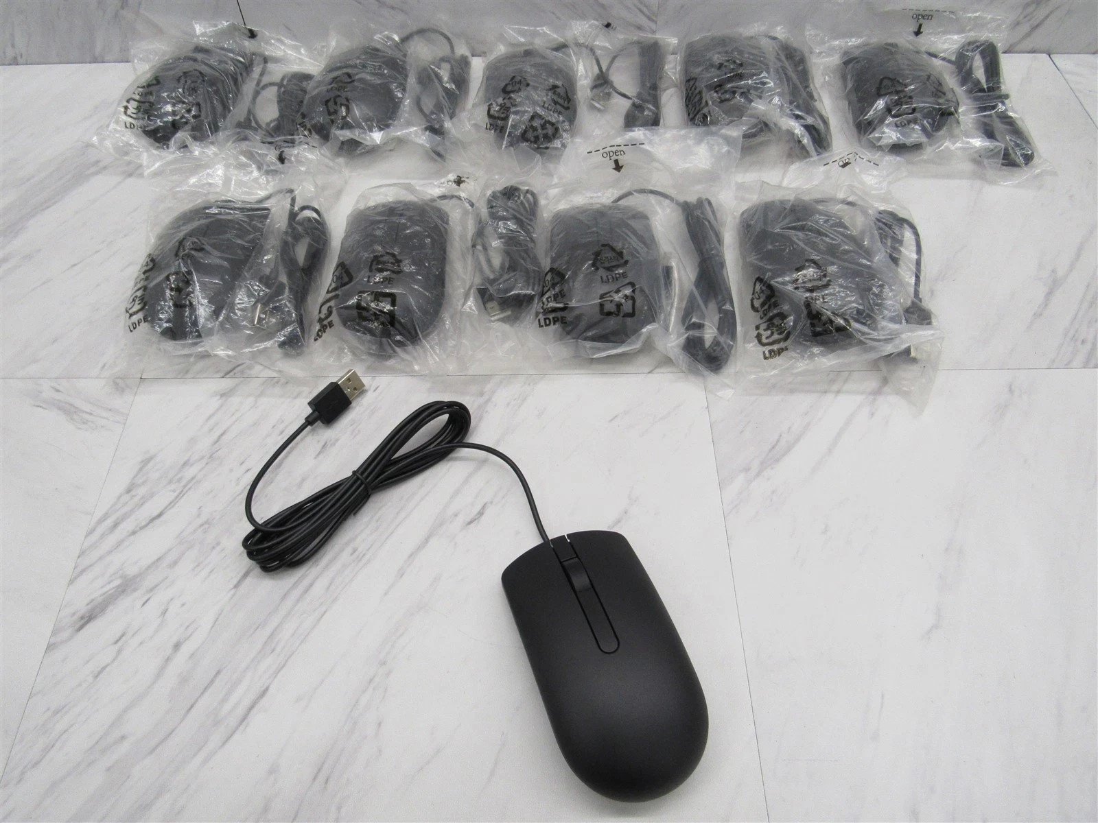 10 LOT - NEW Dell MS116t1 USB Optical Mouse w/ Scroll Wheel MS116 - Black Mice