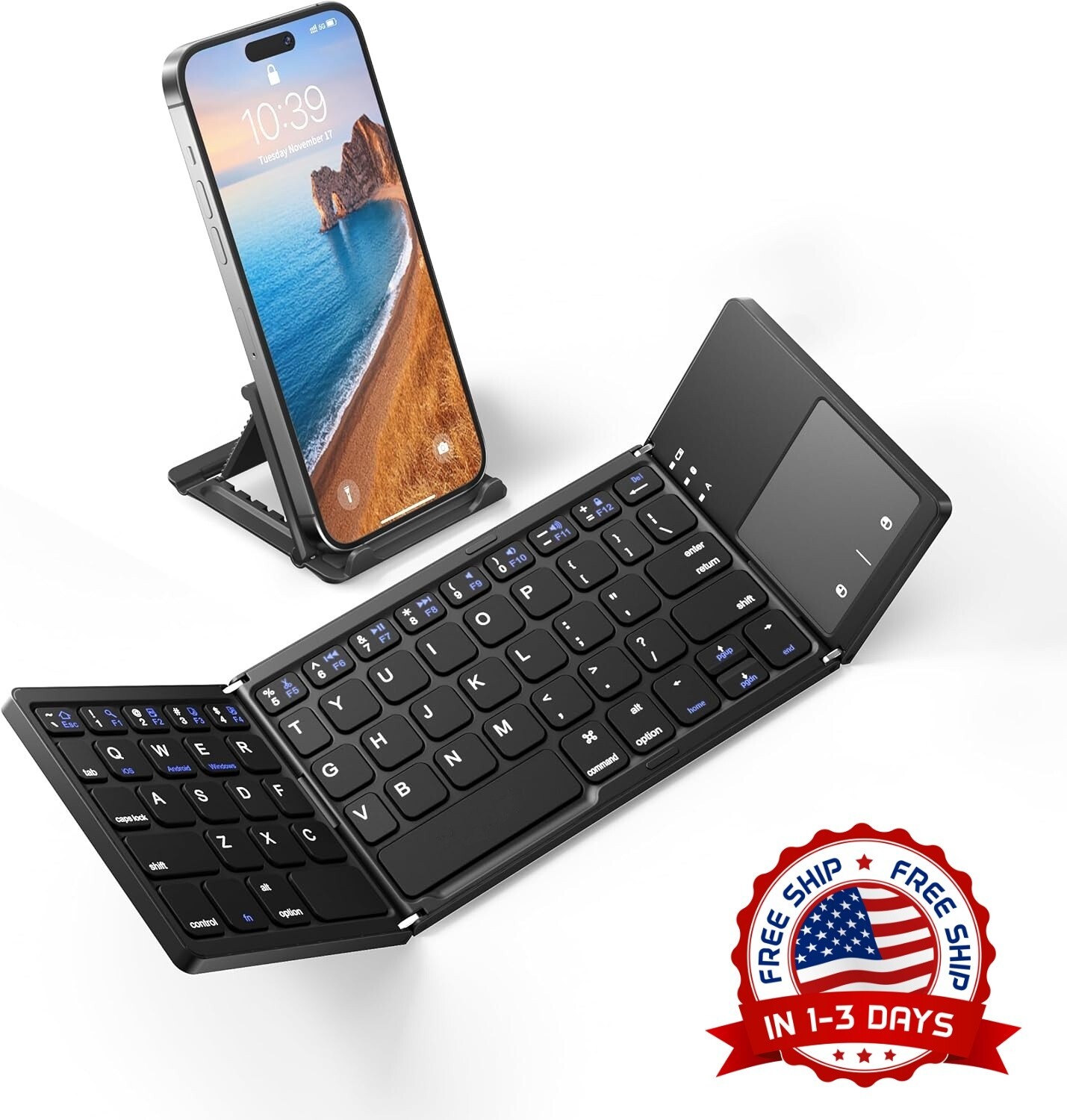 Teclado Bluetooth Plegable Para Viajes, Teclado Plegable Inalámbrico Portátil