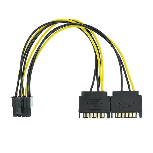 Dual SATA to 8 Pin (6+2 Pin) Video Card GPU Power Supply Cable 8.6inch 22cm (1 P