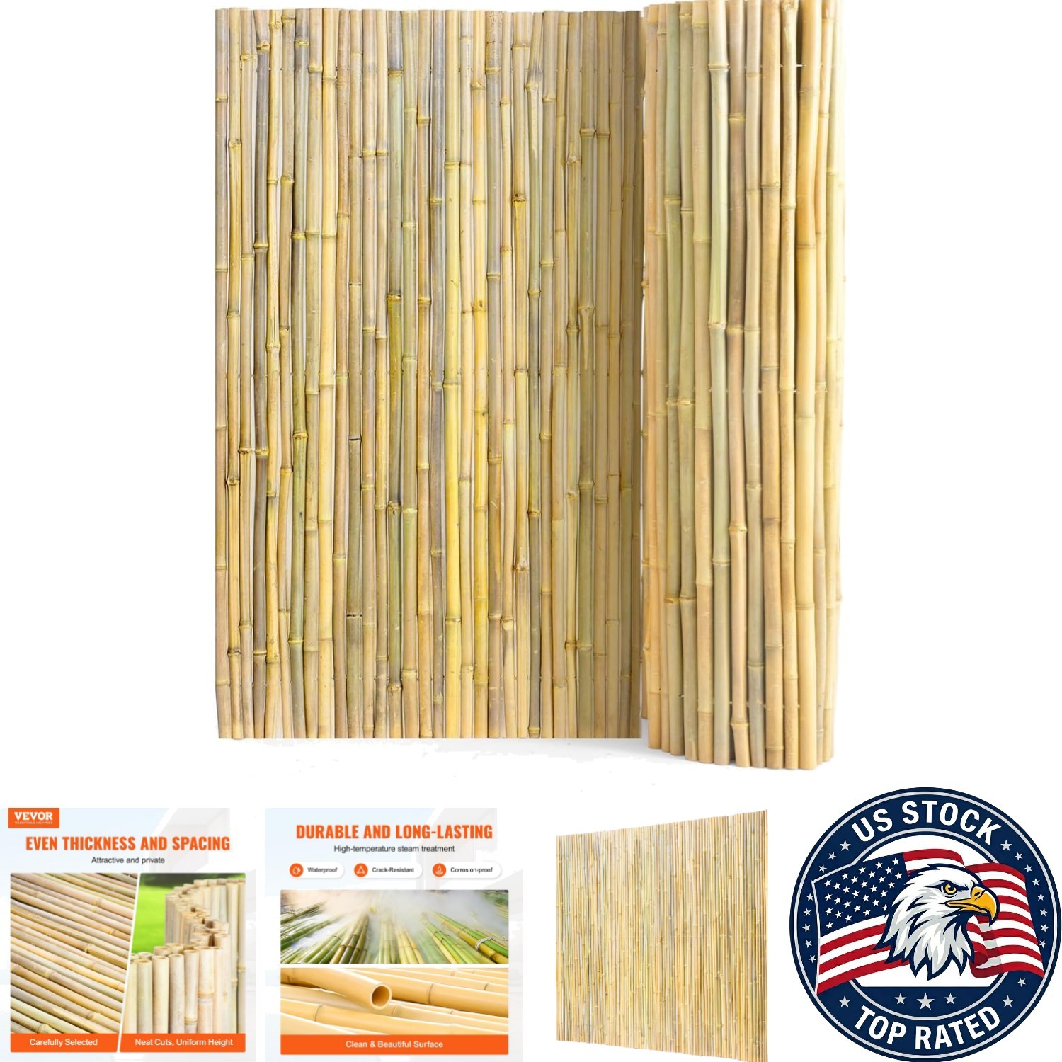 Natural Bamboo Privacy Screen - 4ft x 6ft Decorative Fence for Gardens & Patios