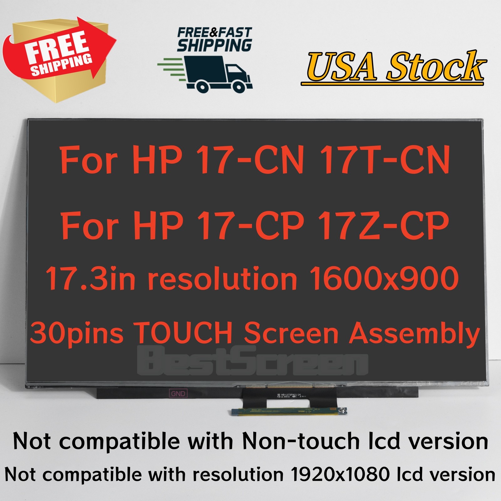 17.3" B173RTN03.1 LCD LED Touch Screen HD 1600x900 30pin M50441-001 for HP 17-CN