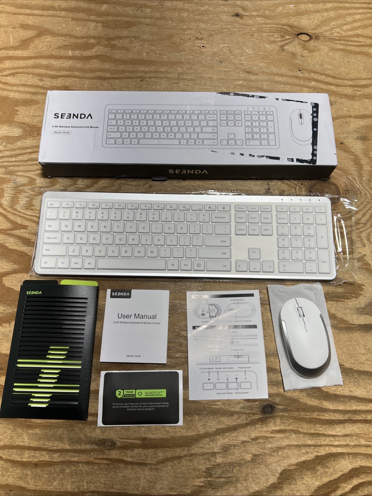 Seenda Multi-Device Wireless Keyboard And Mouse Combo SK38 *MISSING USB DONGLE*