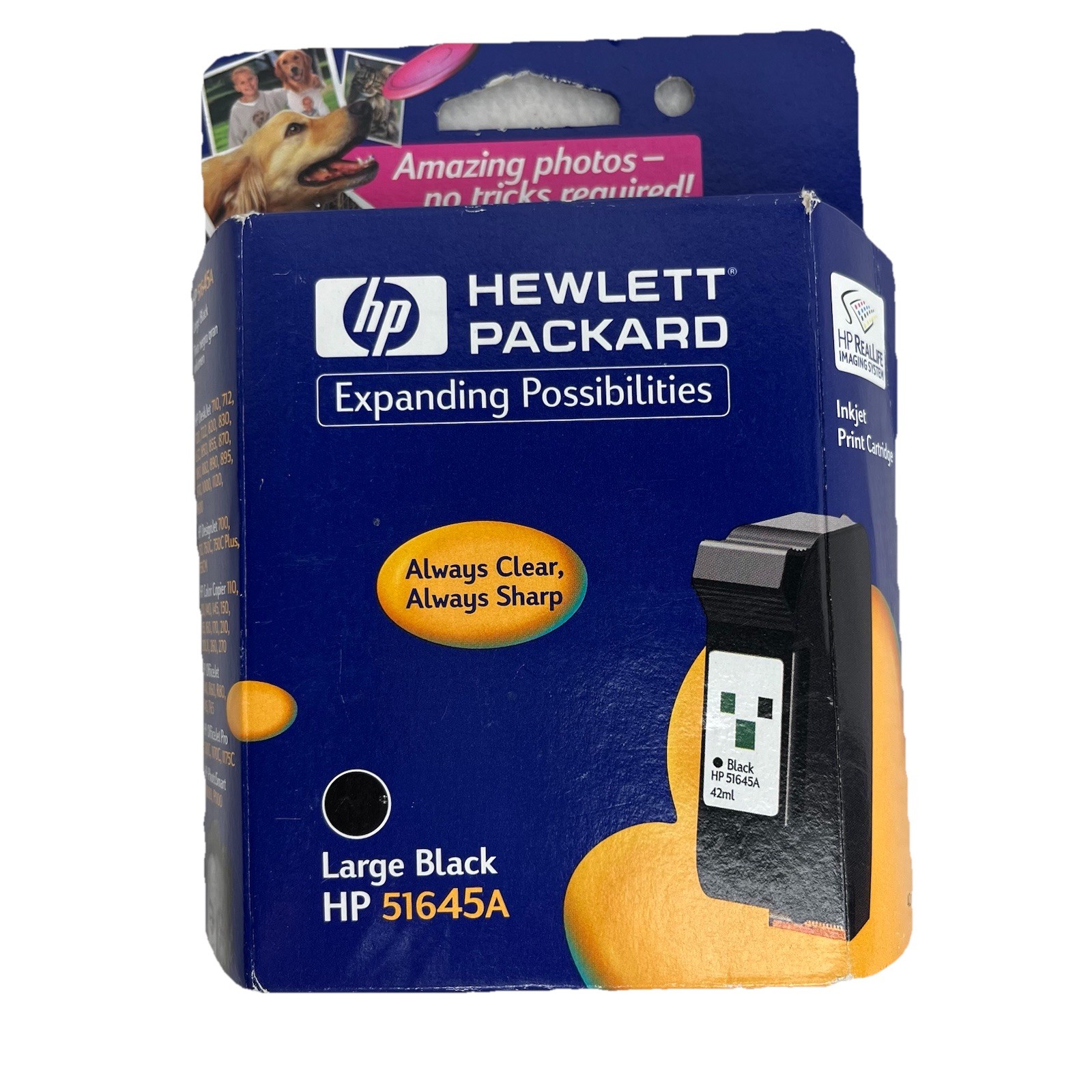 HP 45 Large Black Ink Cartridge 51645A Genuine Sealed One Cartridge EXP. 04/2002