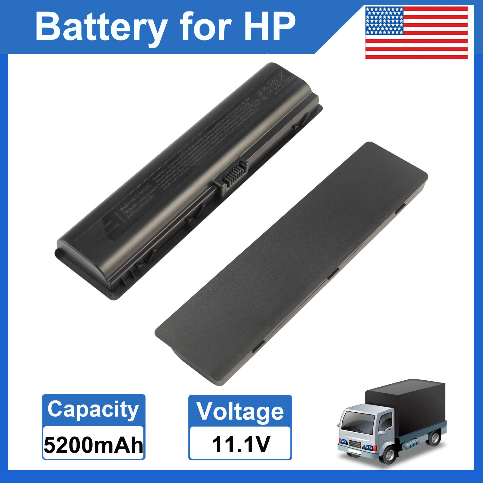 DV2000 Battery for HP Pavilion DV6000 DV6100 dv6500 dv6700 dv2500 dv2700 5200mAh