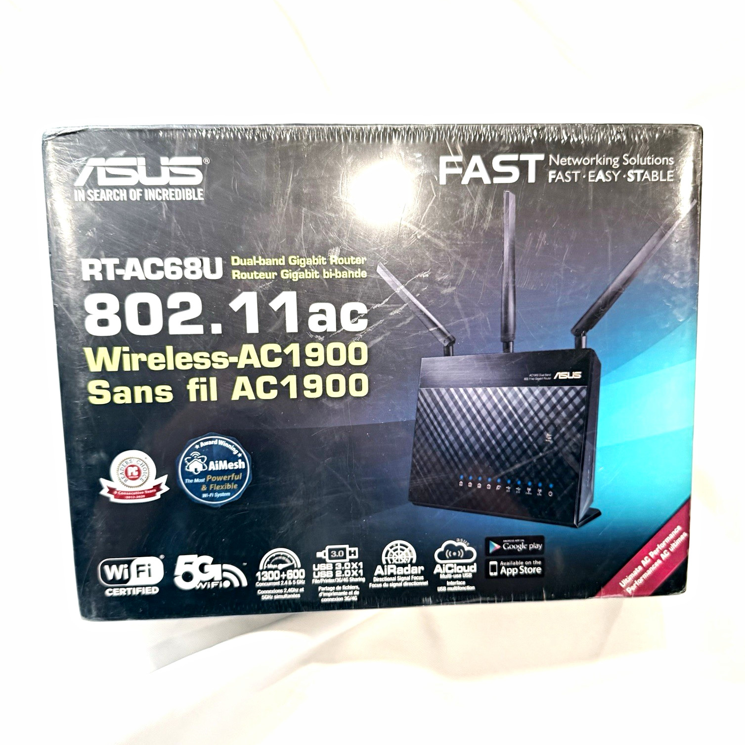 ASUS RT-AC68U AC1900 Dual-Band Gigabit WiFi Router 4-Port IPv6 Black