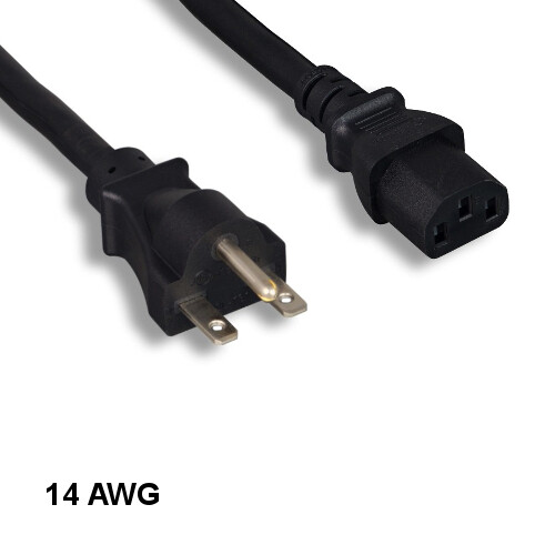 Kentek 3' ft 14 AWG Power Cord NEMA 6-15P to IEC-60320 C13 15A/250V SJT Black