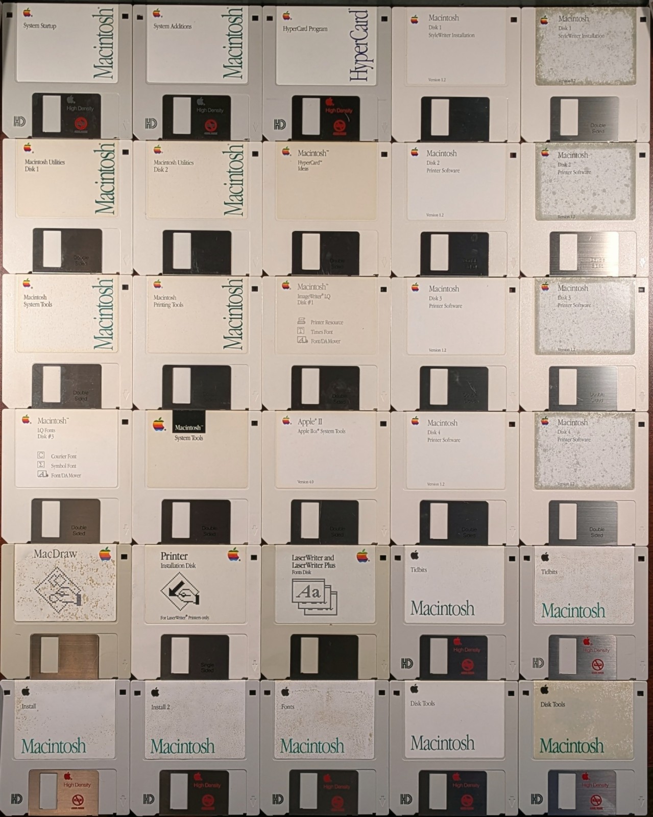 Lot 42 VTG Apple Macintosh 3.5" Floppy Disks HyperCard SUM II MacDraw UNTESTED