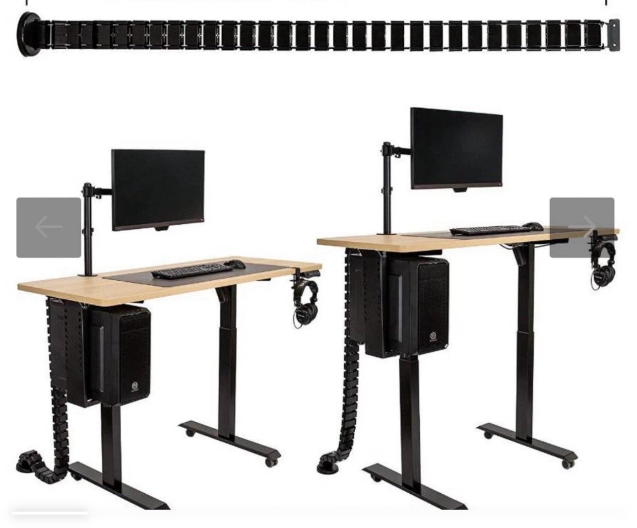 Tru Kind 4-Pc Electric Adjustable Desk Accessory Kit Dual Monitor Mount CPU Hold