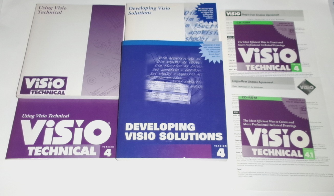 LOT VTG VISIO VERSIONS 4  AND 4.1 TECHNICAL EDITION Windows 1995 + SOLUTIONS