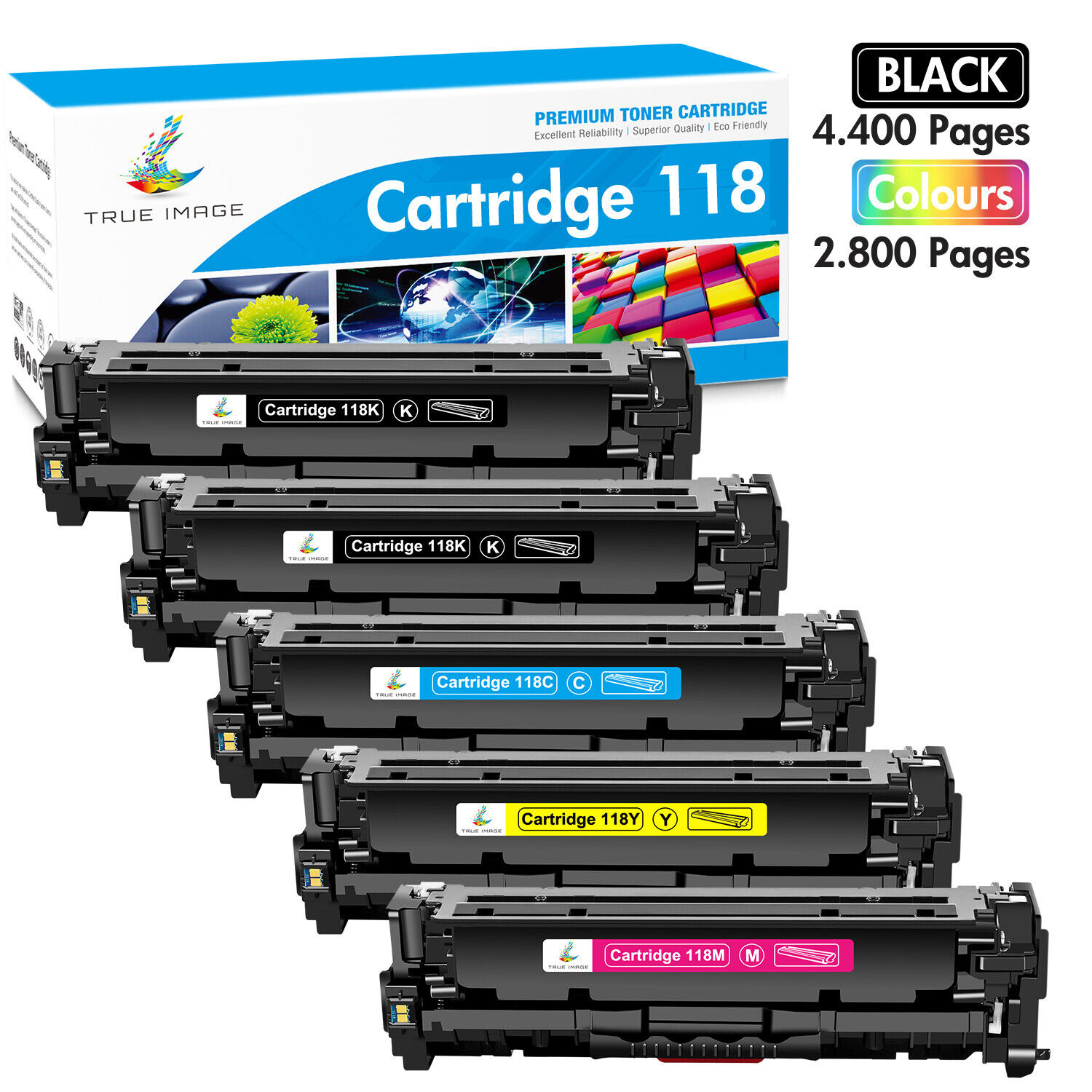 5PK Toner Cartridge for Canon 118 Color ImageCLASS MF8580CDW MF8380CDW MF726CDW
