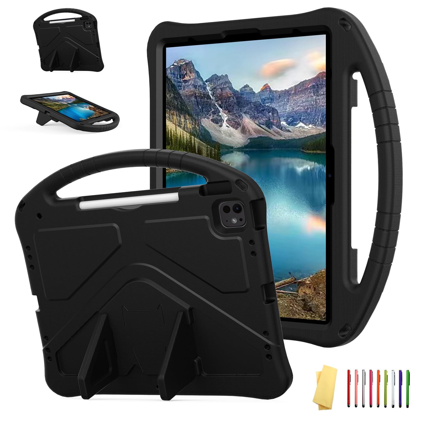 UUcovers Kids Case for Air 13/Pro 12.9 (6th/5th/4th/3rd), 02# Black