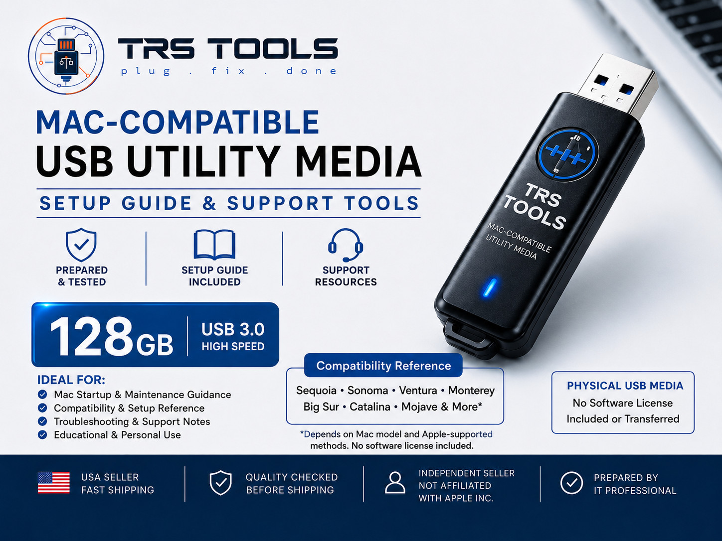 128GB Mac-Compatible USB Utility Media – Setup Guide & Support Notes