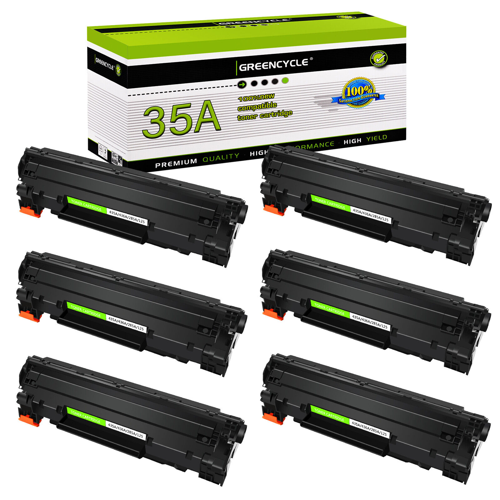 6PK 35A CB435A Laser Toner Cartridge Compatible with HP LaserJet P1006 Printer