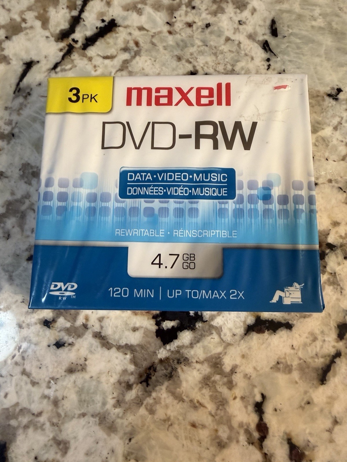 Maxell 3-pack DVD-RW Data - Video 4.7GB 120 Min Rewritable Single Sided NEW