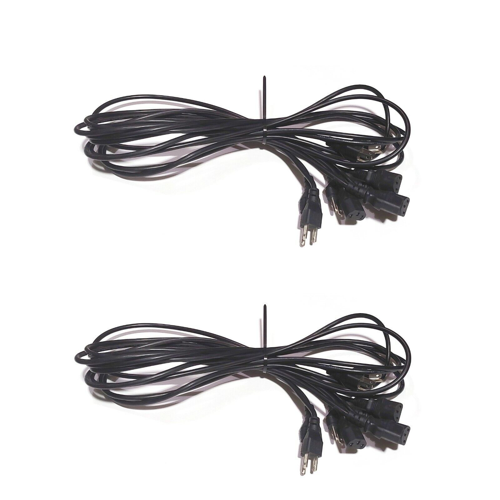 Isheng (Qty 10) AC Computer Power Cable 3-Pin/Prong 6 Feet NEMA 5-15P to IEC C13
