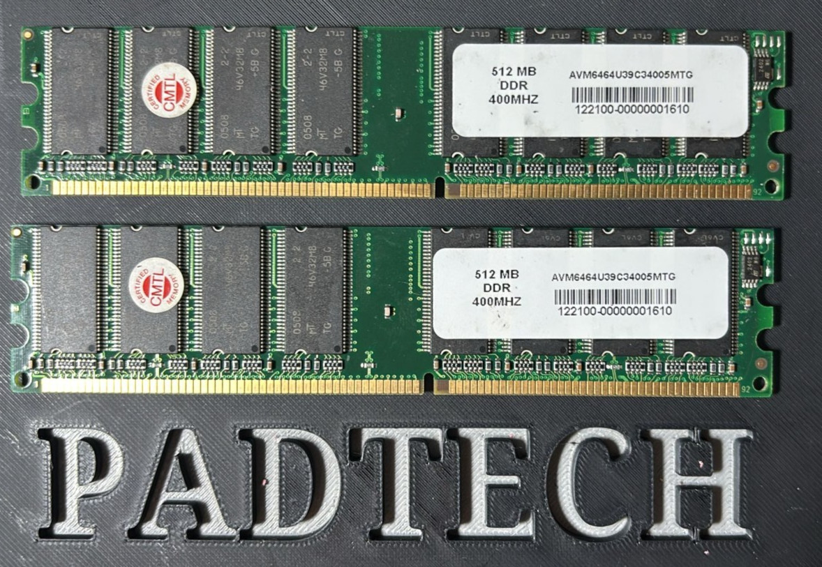 DDR 400MHz 512MB x2 PC-3200 Desktop RAM 1GB Total Memory AVM6464U39C34005MT