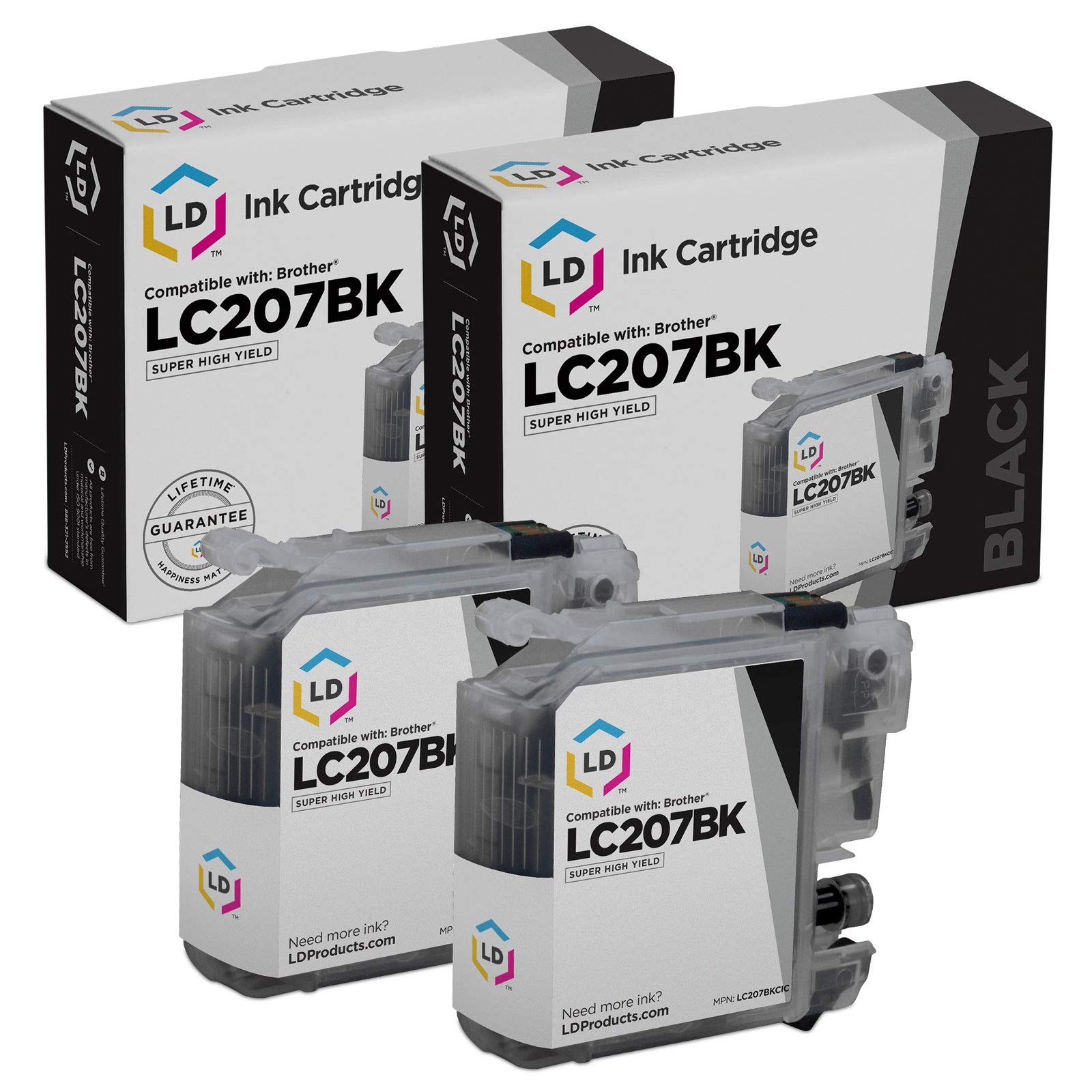 LD Comp LC207 2pk Extra HY Black for Brother MFC-J4320DW MFC-J4420DW MFC-J4620DW