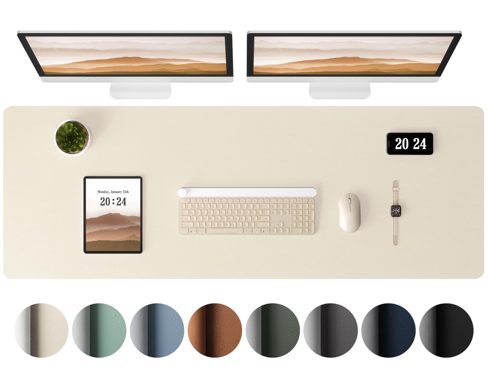 Leather Desk Pad Protector - Large Mouse Pad, Office Mat, Non-Slip PU Leather...