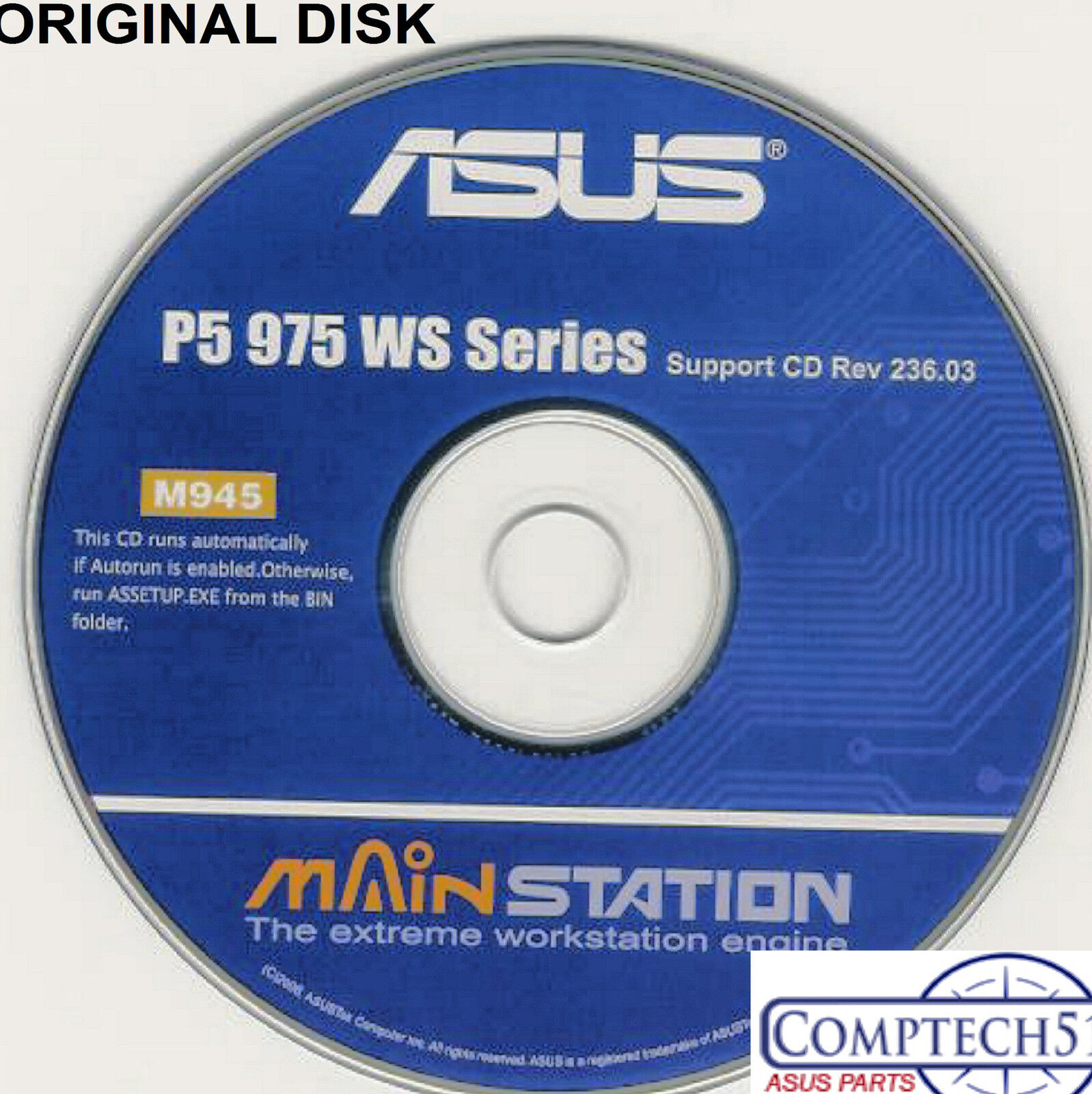 ASUS GENUINE VINTAGE ORIGINAL DISK FOR P5W64 WS PRO Motherboard Disk M945