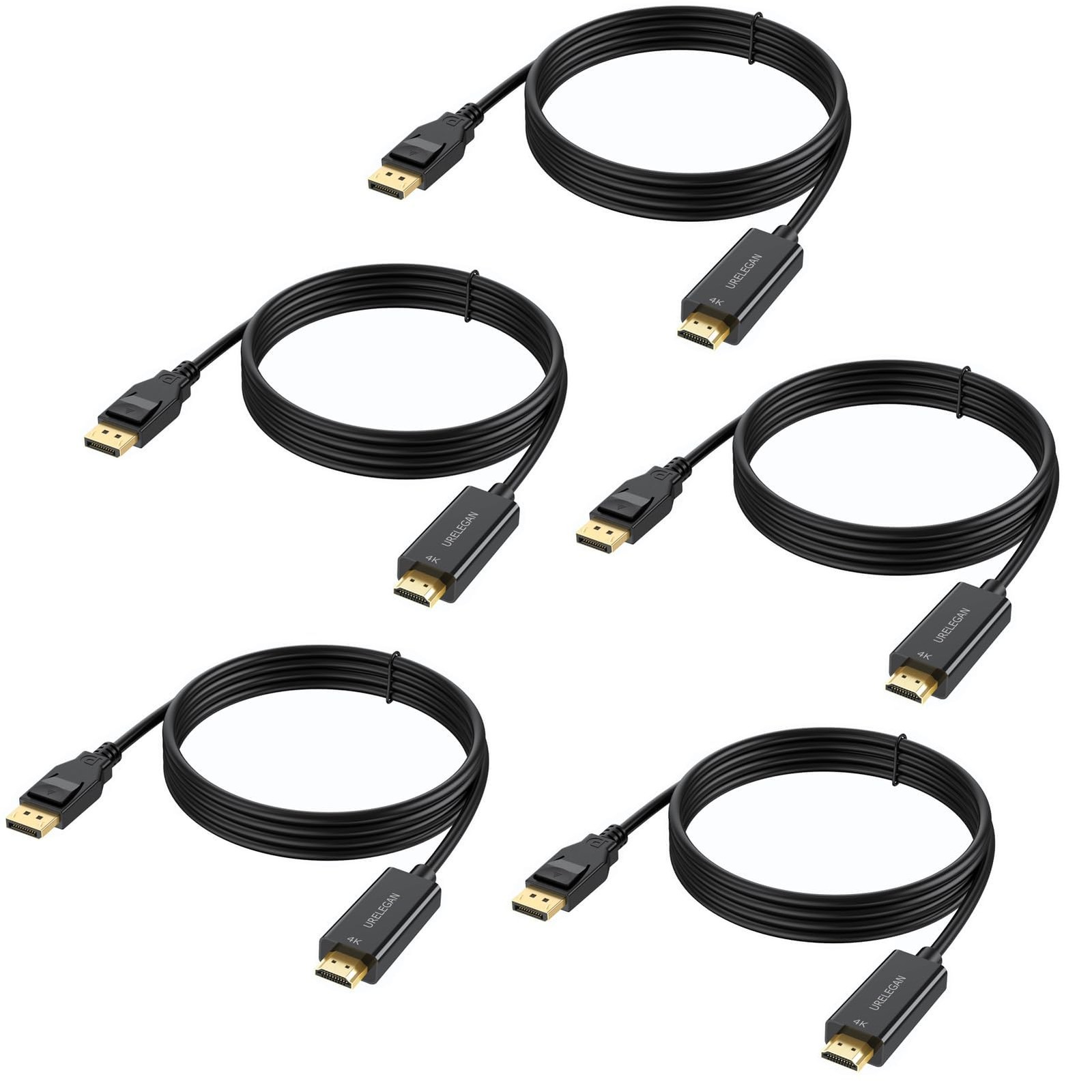 DisplayPort to HDMI Cable 3 feet 5-Pack Uni-Directional