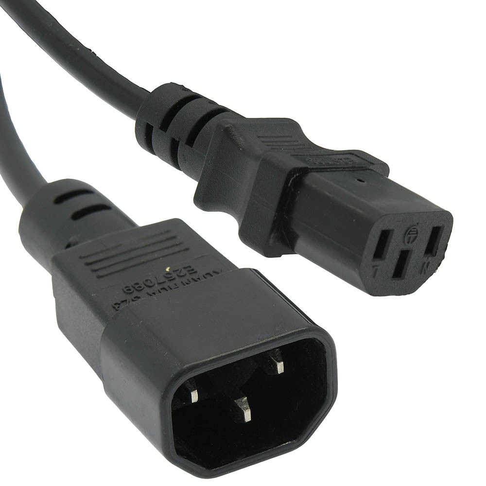 10ft Computer Power Extension Cord (NEMA C14 to C13 Plug 18AWG  Black
