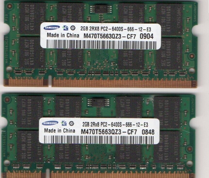 4GB 2x 2GB Kit IBM/Lenovo Thinkpad R60/R60e/R61/R61e/T60/T60p/T61/X60/X61 Memory