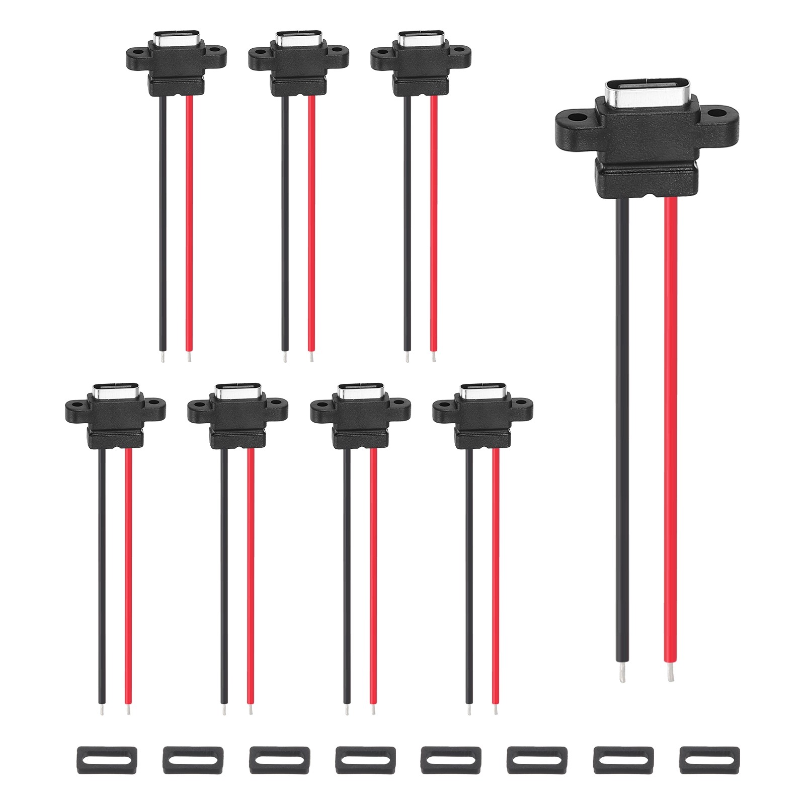 8Pcs Type-C Female 2 Pin Bare Wire Socket, Vertical Terminal