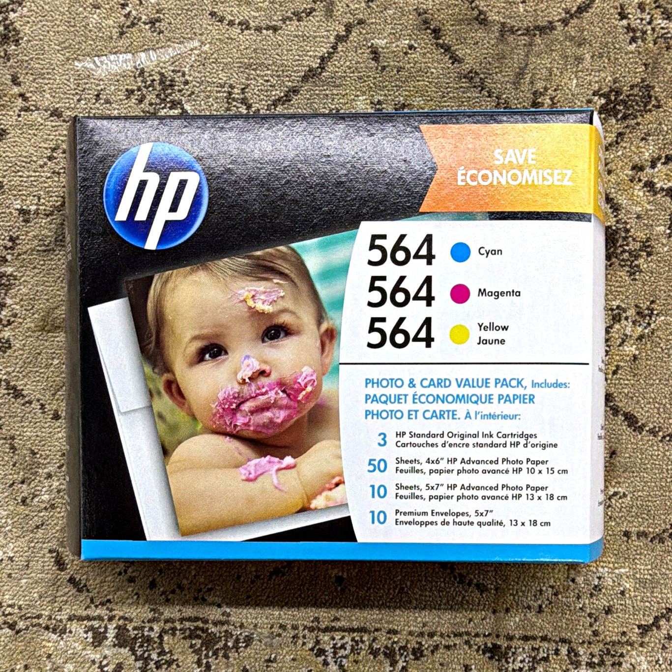 HP 564 Photo & Card Value Pack Ink Cartridges CMY + Photo Paper J2X80AN