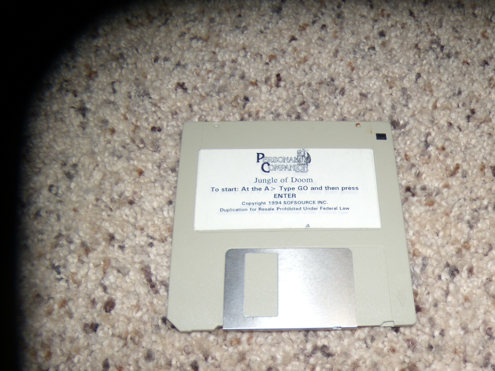 Jungle of Doom IBM PC Game on 3.5" disk - Tested