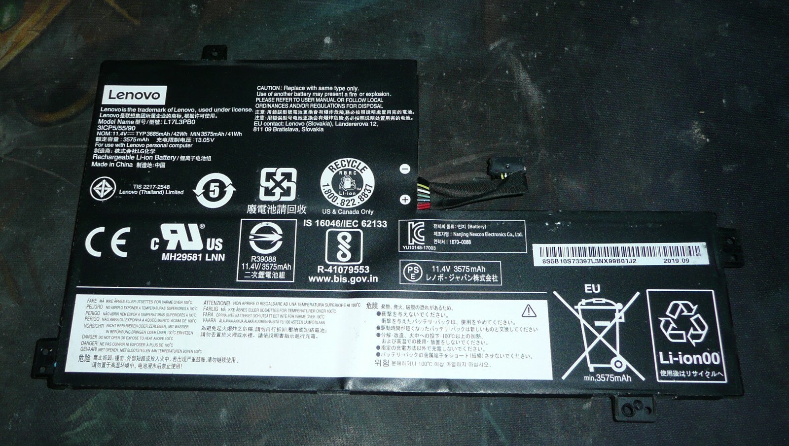Genuine Lenovo Chromebook 500e Laptop Battery L17L3PB0 3ICP5/55/90 11.4V 42Wh