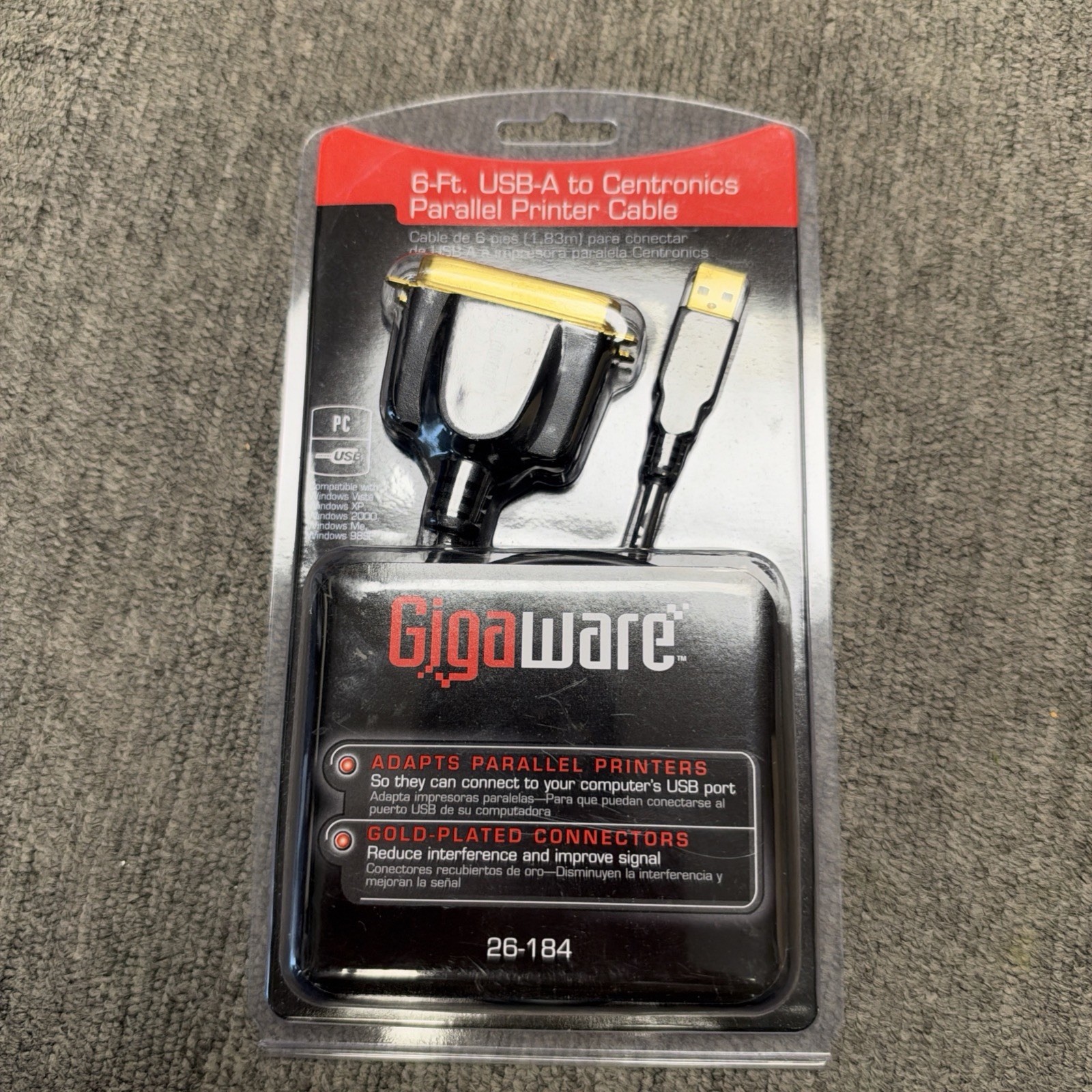 Gigaware 6ft USB-A to Parallel Printer cable NIP