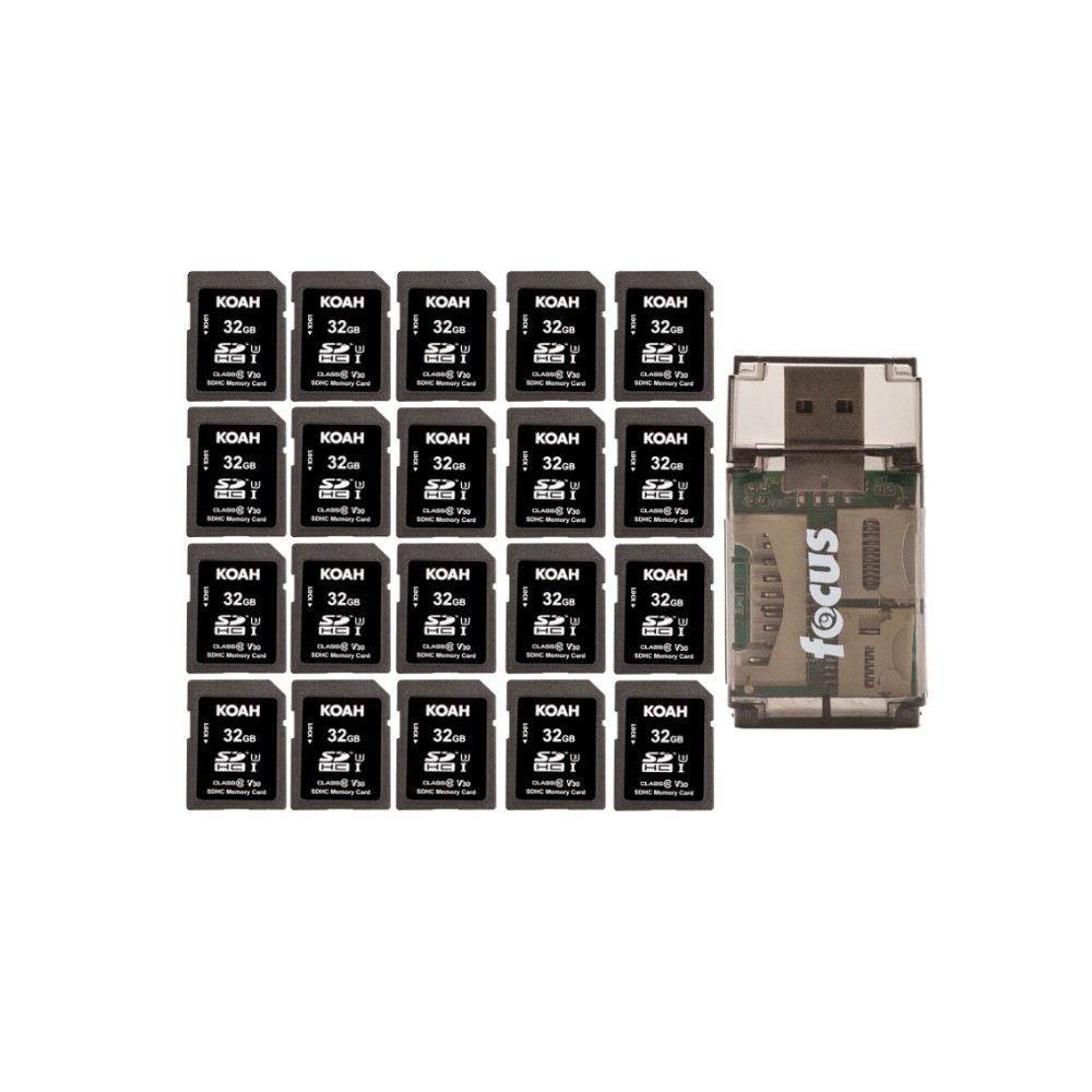 Koah Ultimate 32GB SDHC Memory Card (20-Pack) with High Speed Card Reader