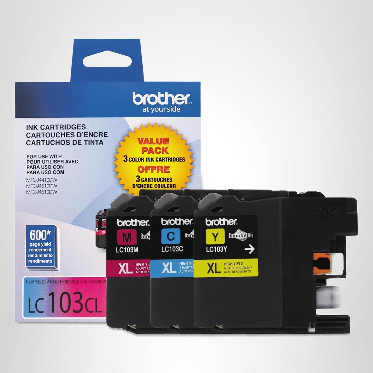 NEW Brother LC103CL XL 3PACK 600 Page High-Yield Ink Cyan Magenta Yellow 08/2028
