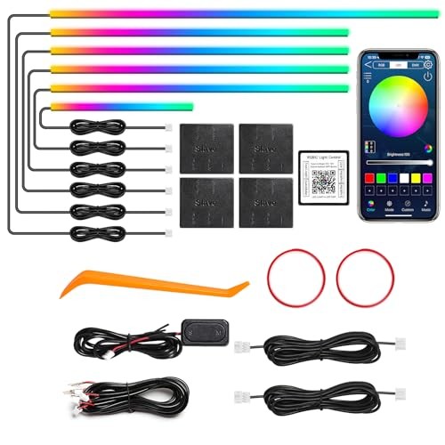 Dreamcolor Acrylic Interior Car LED Strip Light with Wireless APP, RGB 6 in 1